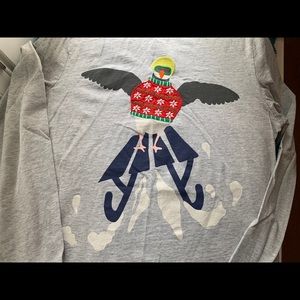 Boys Mini Boden appliqué snowbird on sled tee